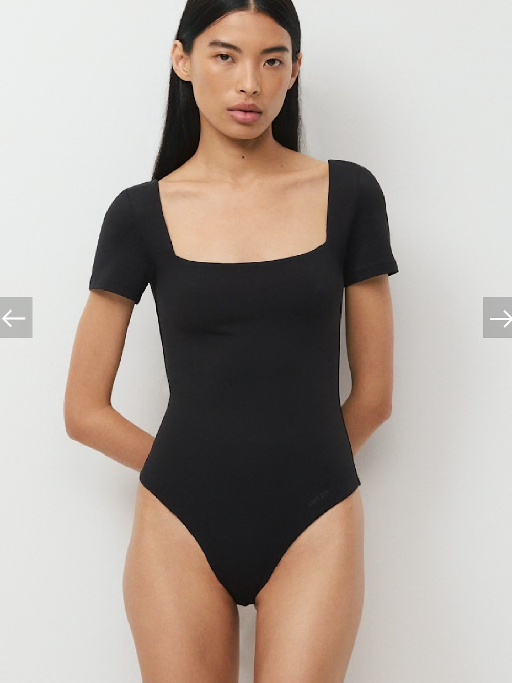 Aritzia Original Contour Manner Squareneck Bodysuit Black